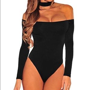 Black Long Sleeve Body Suit w/ Choker